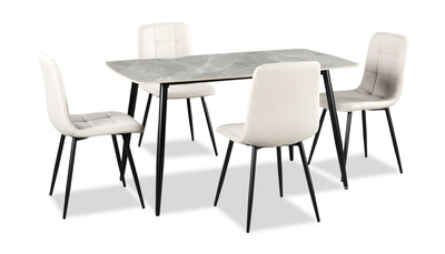 Arlo 5pc Dining Set with Table & 4 Grey Chairs, Sintered Stone & Metal, 55"W - Grey/Black | Ensemble de salle à manger Arlo 5 pièces en pierre frittée et métal avec table de 55 po (L) et 4 chaises grises - gris et noir