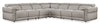 Sofa sectionnel à inclinaison électrique Aspen de Cindy Crawford Home 5 pièces avec appuie-têtes électriques et port USB - argenté
