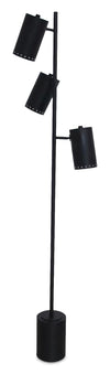 Lampe à pied moderne Sable de 14 po avec 3 abat-jour pivotants en métal - noire