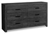 Commode de chambre à coucher Soren de 59 po (L) x 33 po (H) à 6 tiroirs - gris graphite
