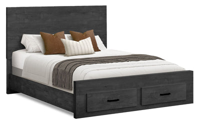 Soren Platform Storage Bed with Panel Headboard & Frame, Graphite Grey - Queen Size | Lit plateforme de rangement Soren avec tête de lit à panneau et cadre de lit, gris graphite i - format grand lit