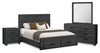 Ensemble de chambre à coucher Soren 6 pièces avec lit de rangement, commode, miroir et table de nuit, gris graphite - format grand lit