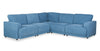 Sofa sectionnel modulaire Voyage 5 pièces en tissu avec coussins de dossier amovibles - bleu