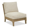 Fauteuil sans accoudoirs Juno pour la terrasse à l’extérieur - eucalyptus et tissu Nuvella, résistant aux intempéries - naturel et beige