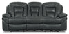 Sofa à inclinaison électrique Leo de 87,5 po en tissu d’apparence cuir - gris