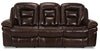 Sofa à inclinaison électrique Leo de 87,5 po en cuir véritable - brun noyer