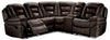 Sofa sectionnel inclinable Leo 5 pièces en tissu d’apparence cuir avec console d