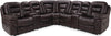 Sofa sectionnel à inclinaison électrique Leo 7 pièces en similicuir avec consoles de rangement et porte-gobelets - brun noyer