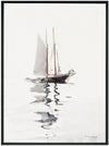 Peinture acrylique encadrée « Minimal Boat » - 31,25 po x 41,25 po