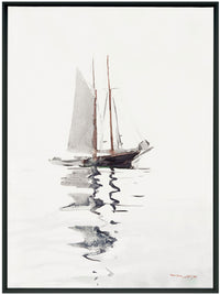 Peinture acrylique encadrée « Minimal Boat » - 31,25 po x 41,25 po