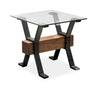 Table de bout Newton de 26 po avec dessus en verre - muscade grillée