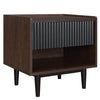 Table de nuit moderne Duane de Manhattan Comfort avec cannelures et tiroir à extension complète - brun foncé et noire