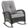 Fauteuil berçant Furttuo de Manhattan Comfort en acier et en rotin avec coussins pour la terrasse et l’extérieur - gris
