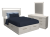 Ensemble de chambre à coucher Alpine 5 pièces avec lit de rangement, commode, miroir et éclairage, fabriqué au Canada, blanc - lit double