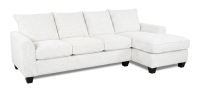 Made in Canada Customizable Sofa Lab Arc Fabric Right-Facing Sofabed Sectional - Teddy Snow | Sofa-lit sectionnel de droite personnalisable Arc de Sofa Lab fabriqué au Canada en tissu - Teddy Snow