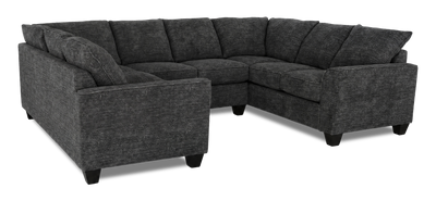Made in Canada Customizable Sofa Lab Arc U-Shaped Sectional - Plush Charcoal | Sofa sectionnel en U personnalisable Arc de Sofa Lab fabriqué au Canada en tissu - Plush Charcoal
