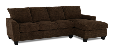 Made in Canada Customizable Sofa Lab Arc Right-Facing Fabric Sofa Chaise – Plush Chocolate | Sofa avec fauteuil long de droite personnalisable Arc de Sofa Lab fabriqué au Canada en tissu - Plush Chocolate