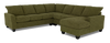 Sofa sectionnel de droite 4 pièces avec fauteuil long personnalisable Arc de Sofa Lab fabriqué au Canada en tissu - Chenille Moss