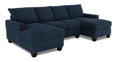 Made in Canada Customizable Sofa Lab Arc Fabric Double Chaise Sectional - Chenille Pacific | Sofa sectionnel avec deux fauteuils longs personnalisable Arc de Sofa Lab fabriqué au Canada en tissu - Chenille Pacific