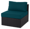 Fauteuil sans accoudoirs Barbados pour la terrasse à l’extérieur - osier en résine tressé à la main, résistant aux rayons UV et aux intempéries - noir et bleu