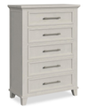 Commode verticale de chambre à coucher Celine de 35 po (L) x 51 po (H) à 5 tiroirs - ivoire