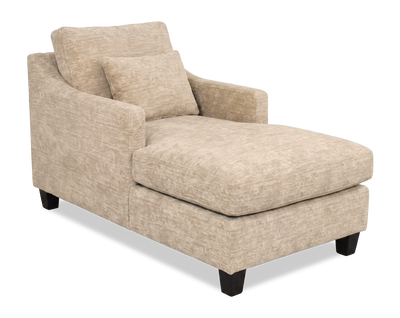 Made in Canada Sofa Lab Customizable 36" Fabric Accent Chaise with Wood Legs – Plush Parchment | Fauteuil long d’appoint personnalisable de Sofa Lab de 36 po fabriqué au Canada en tissu avec pattes en bois - Plush Parchment