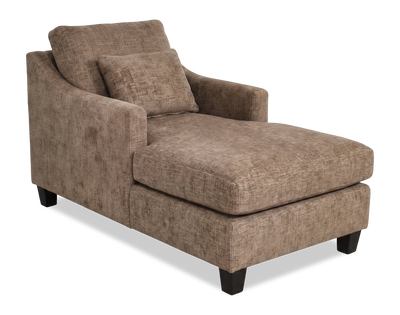 Made in Canada Sofa Lab Customizable 36" Fabric Accent Chaise with Wood Legs – Chenille Praline | Fauteuil long d’appoint personnalisable de Sofa Lab de 36 po fabriqué au Canada en tissu avec pattes en bois - Chenille Praline