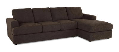 Made in Canada Customizable Sofa Lab Curve Right-Facing Fabric Sofa Chaise – Teddy Walnut | Sofa avec fauteuil long de droite personnalisable Curve de Sofa Lab fabriqué au Canada en tissu - Teddy Walnut
