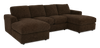 Sofa sectionnel avec deux fauteuils longs personnalisable Curve de Sofa Lab fabriqué au Canada en tissu - Plush Chocolate