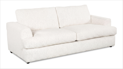 Made in Canada Customizable Sofa Lab Curve 88" Fabric Sofa Bed - Teddy Snow | Sofa-lits personnalisable Curve de Sofa Lab de 88 po fabriqué au Canada en tissu - Teddy Snow