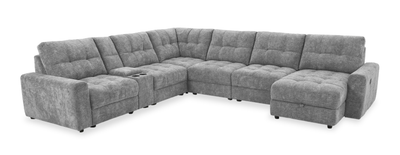 Scott Living Elevate Modular 7-Piece Right-Facing Chenille Fabric Power Reclining and Sliding Sectional - Grey | Sofa sectionnel modulaire à coulissement et inclinaison électriques de droite Elevate de Scott Living 7 pièces en tissu de chenille - gris