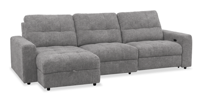 Scott Living Elevate Modular 3-Piece Left-Facing Chenille Fabric Power Reclining and Sliding Sectional - Grey | Sofa sectionnel modulaire à coulissement et inclinaison électriques de gauche Elevate de Scott Living 3 pièces en tissu de chenille - gris