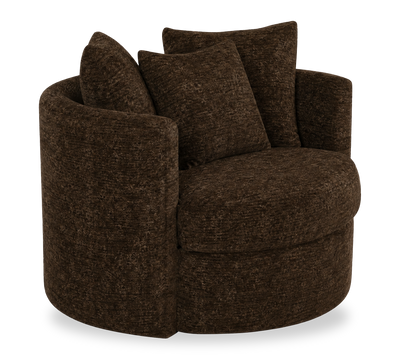 Made in Canada Sofa Lab Customizable Nest 42" Fabric Swivel Accent Chair – Plush Chocolate | Fauteuil d’appoint pivotant personnalisable Nest de Sofa Lab de 42 po fabriqué au Canada en tissu - Plush Chocolate
