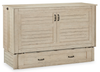 Armoire-lit Parker avec matelas en mousse à mémoire de forme à ressorts ensachés, bois de grève - format grand lit