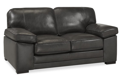 Rodeo 67” Top-Grain Genuine Leather Loveseat with Removable Cushions – Charcoal | Causeuse Rodeo de 67 po en cuir véritable de qualité supérieure avec coussins amovibles - anthracite