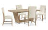 Ensemble de salle à manger Austin 5 pièces avec table, rallonge de 82 po à 94 po (L) et 4 chaises - taupe et brun chêne naturel