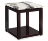 Table de bout traditionnelle Sicily de 22 po avec tablette - Espresso léger avec dessus en imitation de marbre