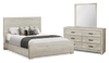 Ensemble de chambre à coucher Soren 5 pièces avec lit à panneaux, commode et miroir, chêne blanchi - format grand lit