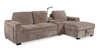 Sofa-lit sectionnel de droite Sunset en tissu d’apparence lin avec ports USB - taupe