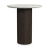 Table de bout ronde moderne Sylvie de 22 po avec dessus en imitation de marbre - brun foncé