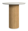 Table de bout ronde moderne Sylvie de 22 po avec dessus en imitation de marbre - naturelle