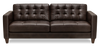 Sofa Theo de 85 po en cuir véritable de qualité supérieure avec coussin de dossier amovible et pattes en bois - brun