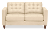 Causeuse Theo de 62 po en cuir véritable de qualité supérieure avec coussin de dossier amovible et pattes en bois - pierre