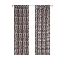 Panneau brodé chocolat de 96 po à motif de fougère - ensemble de 2 rideaux et stores