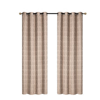 Rideau de 84 po taupe en jacquard à motif cubique - ensemble de 2