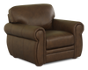 Fauteuil d’appoint traditionnel Porto de 45 po en cuir véritable - chocolat