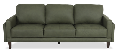 Chateau d’Ax Venice 91" Traditional Genuine Leather Sofa – Green | Sofa traditionnel Venice de Château d’Ax de 91 po en cuir véritable - vert
