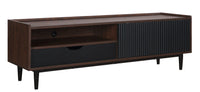 Meuble pour téléviseur moderne Duane de Manhattan Comfort de 59,25 po avec cannelures - brun foncé et noir