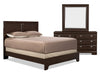 Ensemble de chambre à coucher Yorkdale 5 pièces avec lit à panneau, commode et miroir, brun - format grand lit