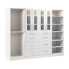 Système de pièce-penderie modulaire Florence de Bestar de 100 po avec éclairages à DEL, tringles, tablettes, tiroirs et portes de style Shaker - blanc